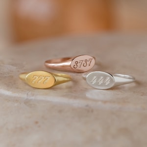 Custom Lucky Numbers Ring by Caitlyn Minimalist Angel Numbers Ring Perfect Stackable Ring Graduation Gift RM70NIF62 ROSE GOLD