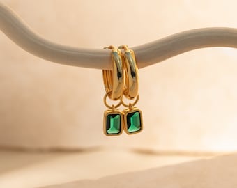 Statement Gemstone Hoops by Caitlyn Minimalist • Dangle & Drop Birthstone Earrings • Personalized Gifts for Her • Birthday Gift • ER400