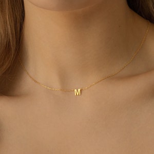 Dainty Initial Necklace by Caitlyn Minimalist Custom Letter Charm Necklace Delicate Layering Necklace Birthday Gift for Her NM54F77 image 1