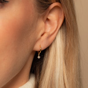 Dainty Pearl Hoop Earrings by Caitlyn Minimalist • Dangle Drop Huggie Earrings • Minimalist Pearl Jewelry • Gift for Mom • ER315