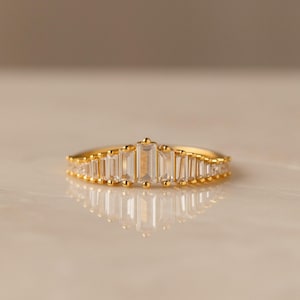 Art Deco Diamond Ring by Caitlyn Minimalist • Gold Vintage Style Cocktail Ring • Crystal Chandelier Engagement Ring • Gift for Her • RR106