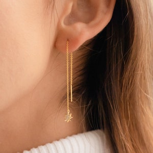Starburst Threader Earrings by Caitlyn Minimalist • Star Threader Earrings in Gold & Silver • Bridesmaid Gifts • Gift for Her • ER058