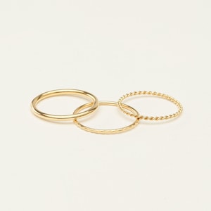 Thin Stacking Rings • Set of 3: Midi Ring, Twist Ring, Lined Ring • Notched Ring • Thin Gold Rings • Pinky Ring • Birthday Gifts • RR070