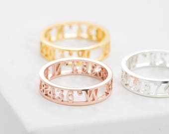 Koordinatenring • Stapelbarer personalisierter GPS-Ring • Breitengrad-Längengrad • Personalisierter individueller Standortschmuck • Geschenk für Sie • RM03F30