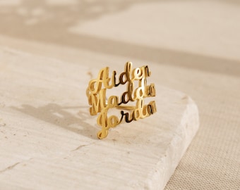 Three Name Ring by Caitlyn Minimalist • Personalized Double Name Ring • Handmade Jewelry • Birthday Gift • Perfect Grandma Gift • RM75F97