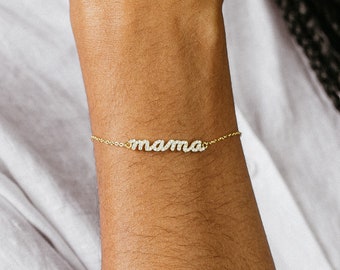 Pave Mama Script Bracelet by Caitlyn Minimalist • Mama Bracelet • Perfect Gifts for Mom & Grandmas • New Mom Gift • BR006