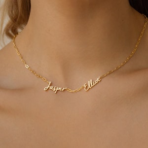 Collar con clip y nombre doble de Caitlyn Minimalist • Collar con nombre para niños • Regalo significativo para esposas • Joyería hecha a mano • Joyería para mamá • NM93F101