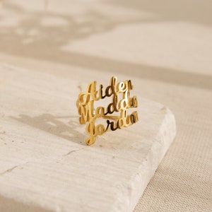 Three Name Ring by Caitlyn Minimalist • Personalized Double Name Ring • Handmade Jewelry • Birthday Gift • Perfect Grandma Gift • RM75F97