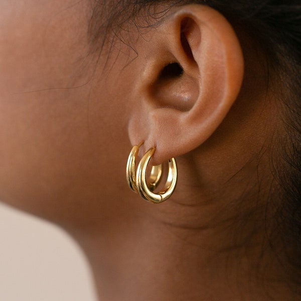 Aros Ovalados de Caitlyn Minimalista • Pendientes de aro pequeños en oro y plata de ley • Pendientes minimalistas, regalo perfecto para ella • ER150