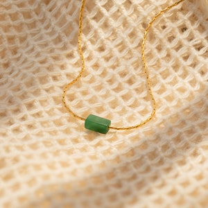 Dainty Jade Bar Necklace by Caitlyn Minimalist • Green Gemstone Necklace • Minimalist Layering Bar Necklace • Best Friend Gift • NR150