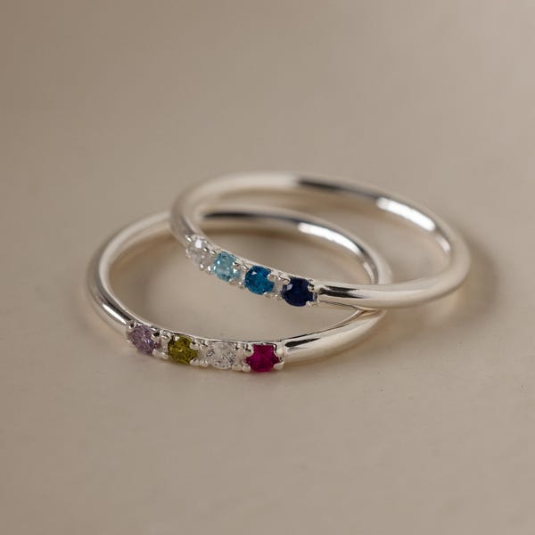 Custom Mini Birthstone Ring by Caitlyn Minimalist • Personalized Gemstone Ring • Dainty Stacking Ring • Silver Jewelry • Mom Gift • RM85