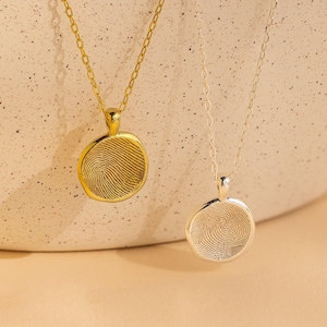 Custom Organic Fingerprint Necklace by CaitlynMinimalist • Pressed Fingerprint Pendant Necklace • Engraved Jewelry • Gifts for Mom • NM144NI