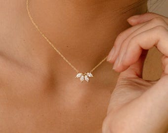 Marquise Diamond Necklace by Caitlyn Minimalist • Flower Petal Diamond Necklace • Flower Necklace • Bridesmaid Gift • Gift for Mom • NR055