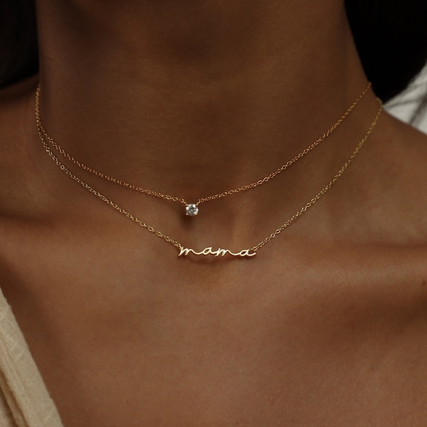 Dainty Mama Necklace by Caitlyn Minimalist in Sterling Silver, Gold & Rose Gold • Mom Necklace • Perfect Gift for New Mom • NR014