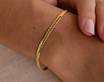 Snake Chain Bracelet by Caitlyn Minimalist • Minimalist Chain Bracelet • Stackable Bracelet in Gold & Silver • Gift for Her • BR042