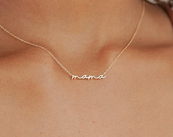 Zierliche Mama-Halskette von Caitlyn Minimalist aus Sterlingsilber, Gold und Roségold • Mama-Halskette • Perfektes Geschenk für Mama • NR014