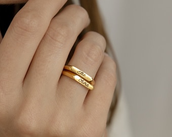 Bar Name Ring by Caitlyn Minimalist • Signet Name Ring • Custom Skinny Bar Ring • Personalized Gift for Her • RM32F100