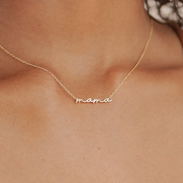 Collier Dainty Mama minimaliste par Caitlyn en argent sterling, or et or rose • Collier pour maman • Cadeau parfait pour une maman • NR014