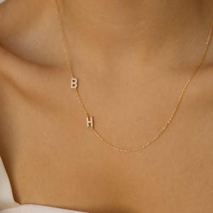 Pave Off Center Letter Necklace by CaitlynMinimalist • Custom Diamond Initial Necklace • Minimalist Jewelry • Gift for Girlfriend • NM94