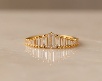 Art Deco Diamond Ring by Caitlyn Minimalist • Vintage Style Cocktail Ring in Gold • Crystal Chandelier Engagement Ring, Gift for Her • RR106