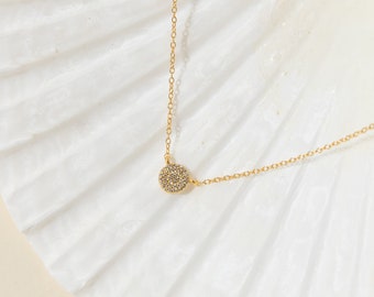 Pave Round Necklace by Caitlyn Minimalist • Minimalist Necklace • Dainty Necklace • Perfect Gift for Her • NR041