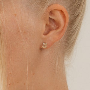 Art Deco Diamond Earrings By Caitlyn Minimalist Elegant Statement Stud Earrings Vintage Art Deco Jewelry Perfect Wedding Gift ER242 18K GOLD