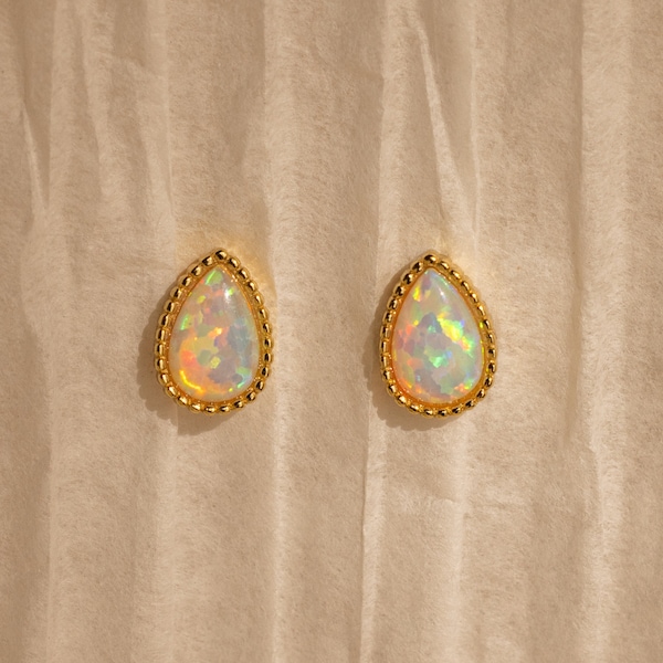 Opal Teardrop Studs Earrings by Caitlyn Minimalist • Vintage Inspired Opal Jewelry • Statement Earrings • Anniversary Gift for Her • ER468
