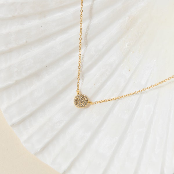 Pave Round Necklace by Caitlyn Minimalist • Minimalist Necklace • Dainty Necklace • Perfect Gift for Her • NR041