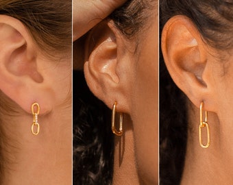 Boucles d'oreilles chaîne à maillons minimalistes par Caitlyn Minimalist • Créoles Nina et Amanda • Clous d'oreilles en diamants pavés Amia • Boucles d'oreilles pendantes • Cadeaux pour elle