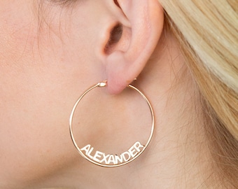 Custom Name Hoops • Large Hoop Earrings in Sterling Silver, Gold and Rose Gold • Name Earrings • Personalized Gift for Her • CH52F30