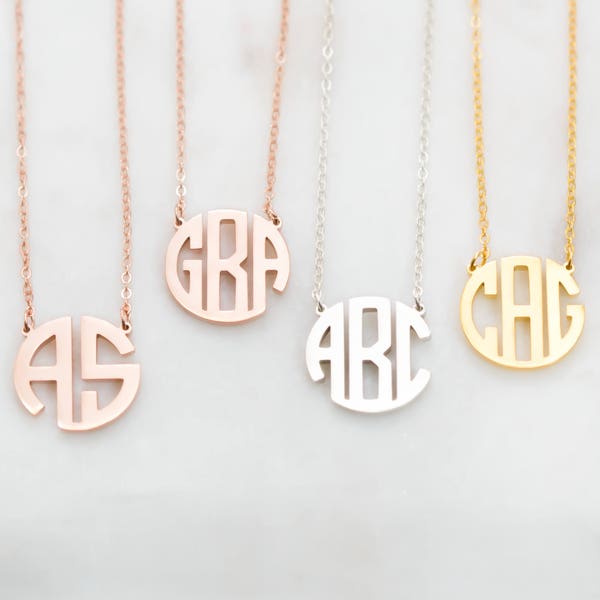 MOTHERS GIFT • Dainty Monogram Necklace • Custom Block Monogram Initials Necklace • Personalized Name Jewelry • Bridesmaids Gifts • NH09