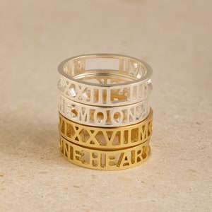 Modern Name Ring by Caitlyn Minimalist • Roman Numerals Ring • Handmade Engagement Ring • Custom Mens Jewelry • Personalized Gift • RM03