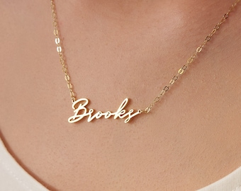 Sierlijke scriptnaamketting in sterling zilver, goud en roségoud • Minimalistische ketting • Perfect cadeau voor haar • NH02F80