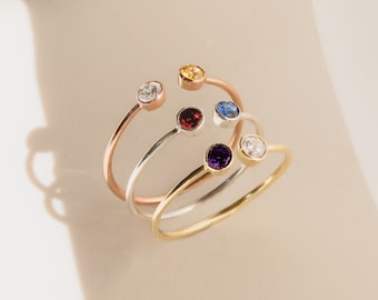 Custom Birthstone Ring in Gold, Silver, Rose by Caitlyn Minimalist • Mothers Ring • His & Her Couples Ring • Best Friend Gift • RH05
