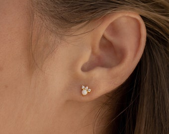 Opal Earrings by Caitlyn Minimalist • Diamond Stud Earrings • Opal Jewelry • Celestial Jewelry • Bridesmaids Earrings • ER182