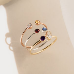 Custom Birthstone Ring in Gold, Silver, Rose by Caitlyn Minimalist • Mothers Ring • His & Her Couples Ring • Best Friend Gift • RH05