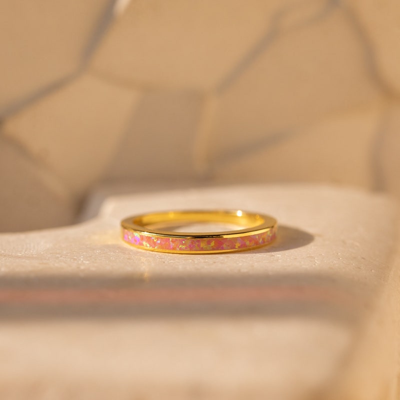 Pink Opal and  Diamond Infinity Ring