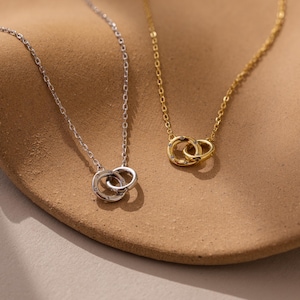 Interlocking Pave Circle Necklace by Caitlyn Minimalist • Diamond Sprinkle Infinity Necklace • Couples Jewelry • Gift for Girlfriend • NR277