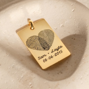 Father Gift Actual Fingerprint Keychain Custom Engraved Keychain Memorial Gift Personalized Gift for Him CM26 GOLD - ONE SIDE