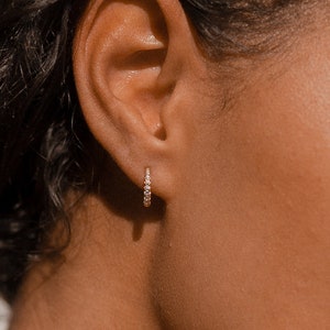 Pave Petite Hoop Earrings by Caitlyn Minimalist Diamond Huggie Earrings Perfect Minimalist Earrings For Her ER047 image 1