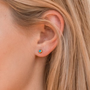 Turquoise Stud Earrings for Minimalist Look • Dainty Diamond Earrings • Perfect to Pair with any of Your Sets • Gift for Her • ER038