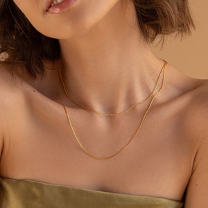 Thin Chain Layered Necklace by Caitlyn Minimalist • Dainty Choker Chain • Layered Necklaces in Gold & Silver • Gift for Mom • NR167