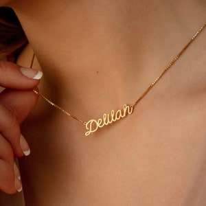 Custom Name Necklace by Caitlyn Minimalist • Gold Nameplate Necklace with Box Chain • Best Friend Jewelry • Perfect Birthday Gift • NM81F99
