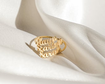 Multiple Name Ring by Caitlyn Minimalist • Triple Name Ring • Personalized Gift For Mom • New Mom Gift • RM75F60