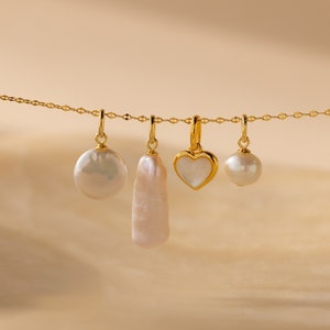 Pearl Pendant Charms by Caitlyn Minimalist Dangling Pearls for Charm Bracelet & Charm Necklaces Perfect Addition to your Everyday Style image 1
