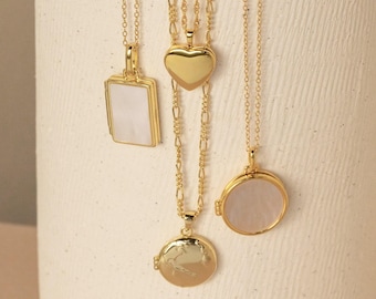 Locket Necklaces by CaitlynMinimalist • Gold Heart Locket, Pearl Lockets, Photo Necklaces • Gifts for Mom • Perfect Anniversary Gift for Her