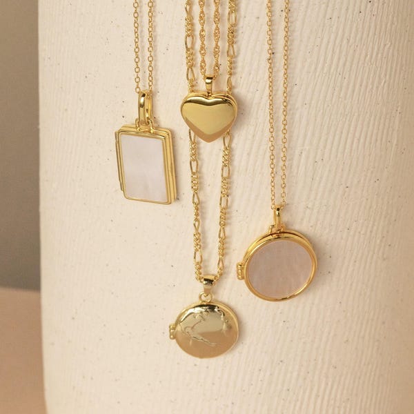 Locket Necklaces by CaitlynMinimalist • Gold Heart Locket, Pearl Lockets, Photo Necklaces • Gifts for Mom • Perfect Anniversary Gift for Her