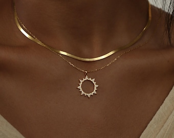 Pave Sun Necklace by Caitlyn Minimalist • Boho Necklace • Diamond Sun Necklace • Boho Jewelry in Gold and Sterling Silver • NR046