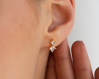 Diamond Drop Stud Earrings by Caitlyn Minimalist • Dainty Bridal Jewelry for Your Wedding Day • Perfect Gift for Wife • ER219