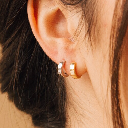 Meg Huggie Earrings by Caitlyn Minimalist • Bold Hoop Earrings • Thick Hoops • Perfect Addition to Any Stack • ER092